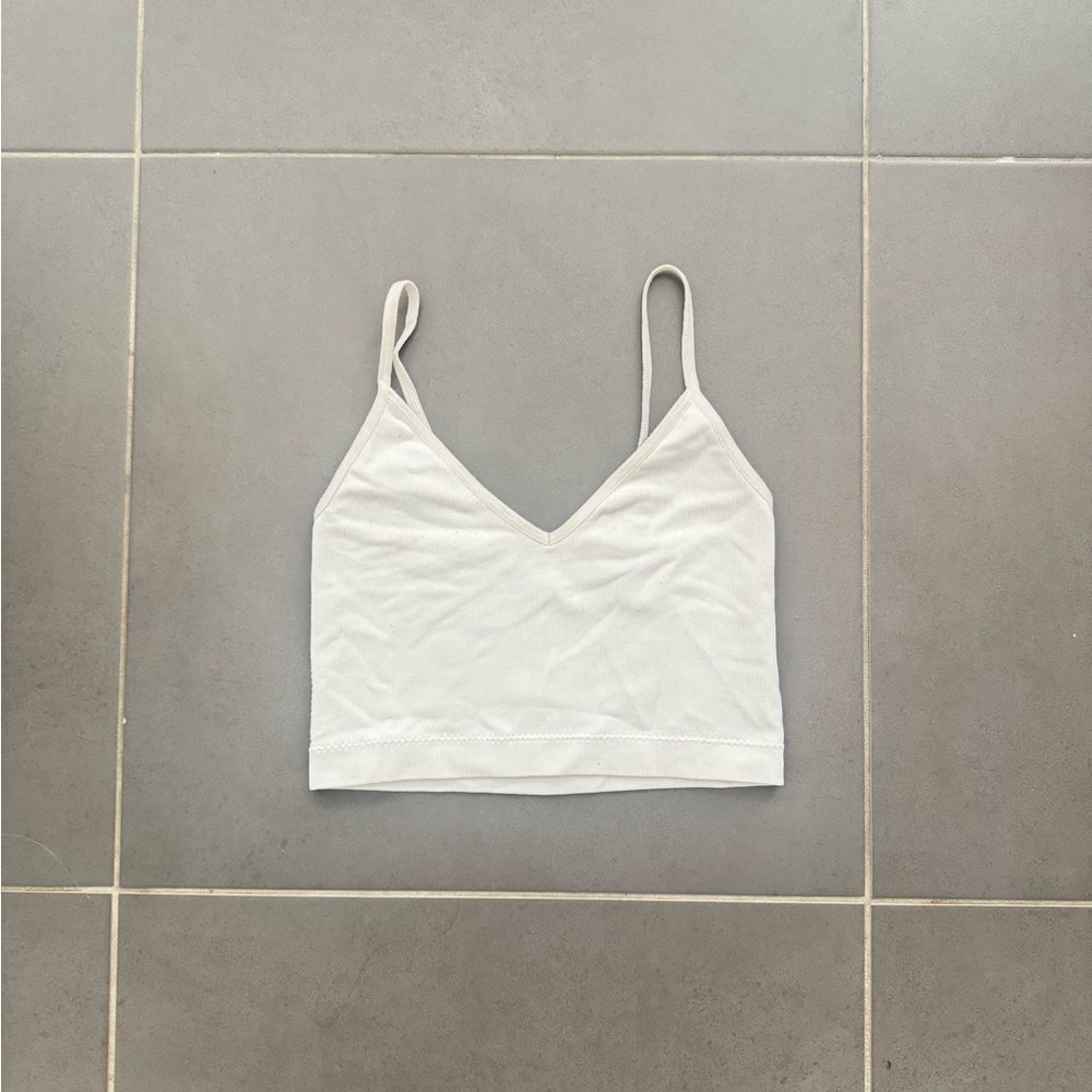Garage White Spaghetti Strap Crop Tank Top
